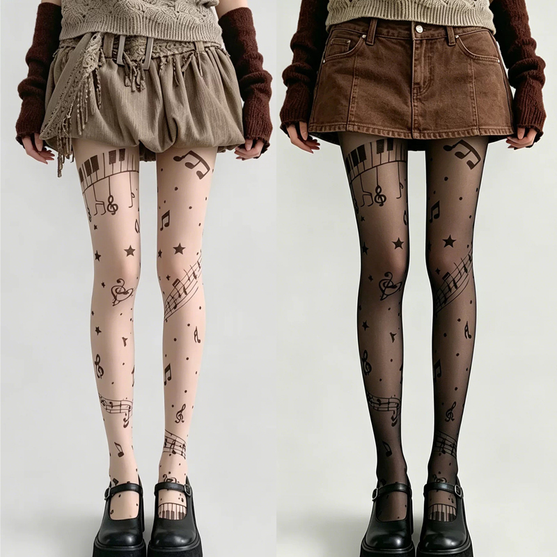 Tights Pantyhose Sheer - Calze a rete trasparenti con stampa