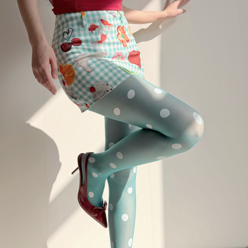 Tights Pantyhose Sheer - Collant Trasparenti a Pois Retrò per