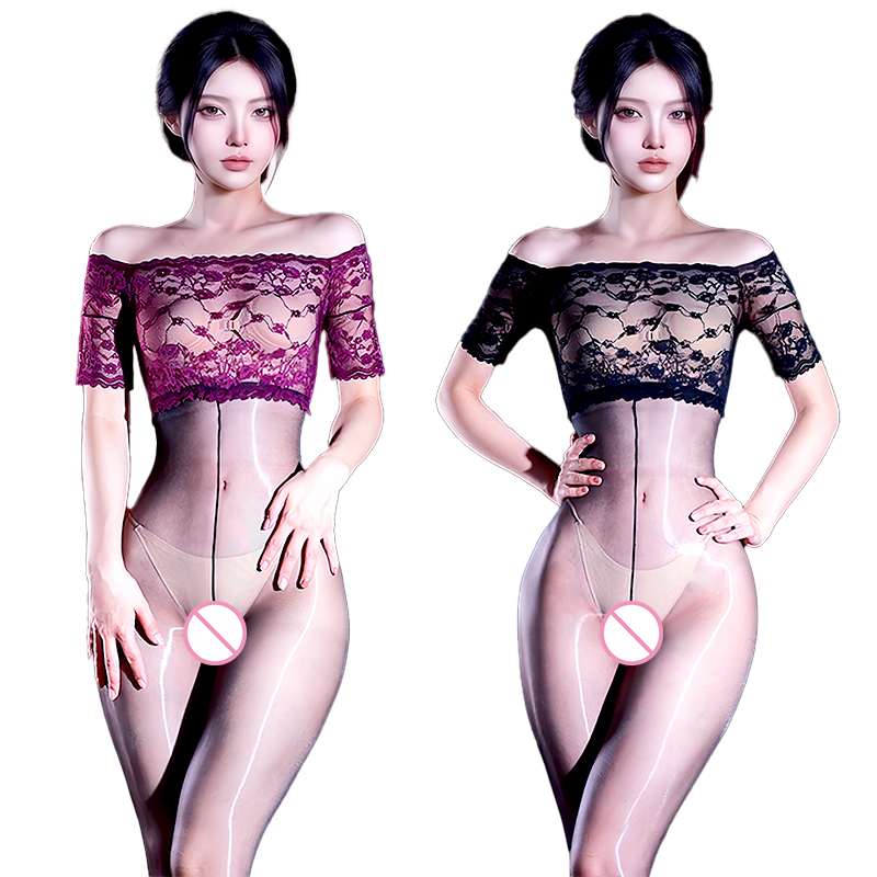 Tights Pantyhose Sheer - Body in pizzo lucido effetto olio